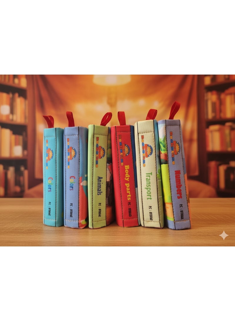 HAPZEY Kids Crinkle Book Set –  Pack of 4 (Numbers, Body Parts, Transport, ABC, Colors & Animals) - Image 2